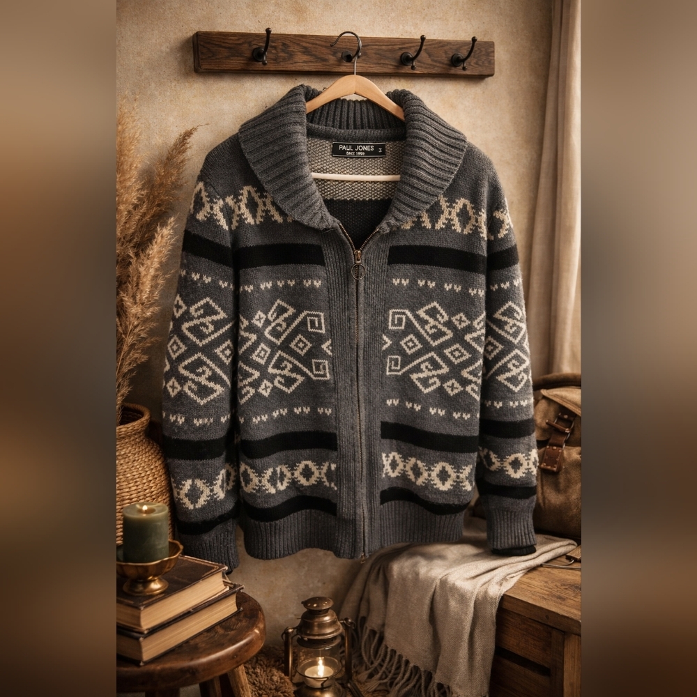 Gray Patterned Sweater - image 1
